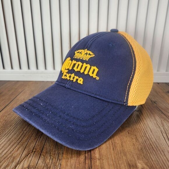 Corona Extra Hat Cap Fitted OSFA Blue Yellow Modelo Beer Cerveza Beach Crown Sun - Picture 1 of 12